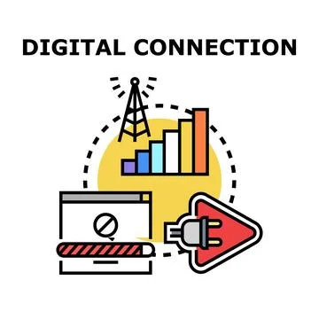 Digital connection problems concept with network signal and plug Stock Illustration