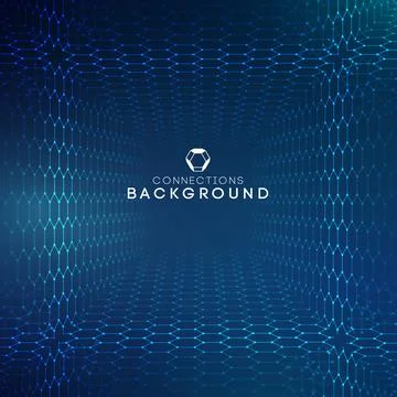 Digital connections background with a blue gradient and network lines. Illustrazione stock