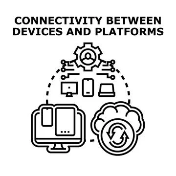Digital connectivity across devices and cloud platforms Stock Illustration
