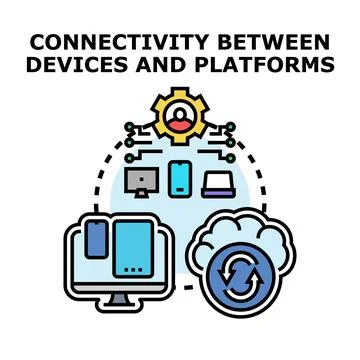 Digital connectivity across devices and cloud platforms Stock Illustration