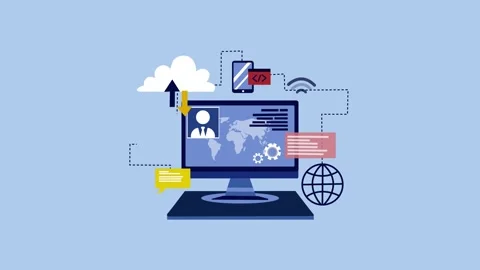 Digital Connectivity and Cloud Computing Animation Stock Footage 317852657