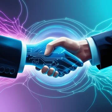 Digital Connectivity Bridging Hands in the Online World Stockillustratie
