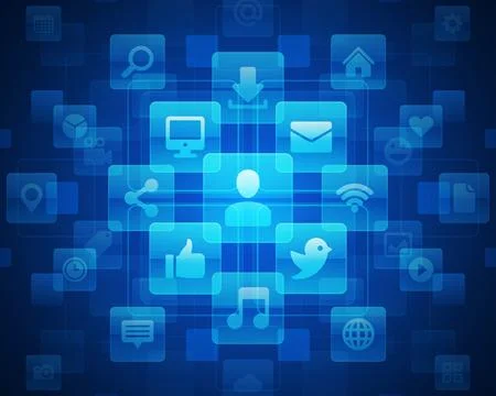 Digital Connectivity Concept With Blue Abstract Background Stock Illustration