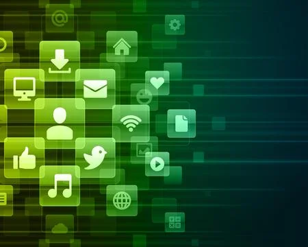 Digital Connectivity Concept With Green Abstract Background Stock Illustration