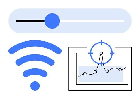 Digital connectivity, data tracking, network optimization, wireless settings, Illustrazione stock