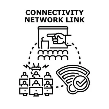 Digital connectivity linking remote online education and business meetings Stock Illustration