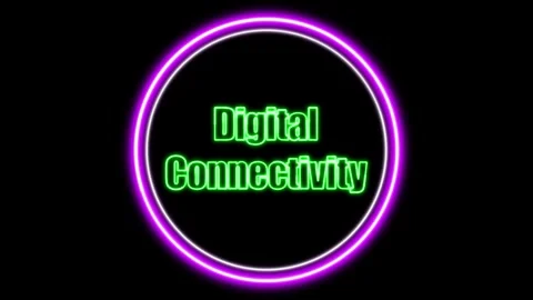 'Digital Connectivity' Text Animation with Neon Glow &amp; Glowing Circles. Stock Footage 282577124