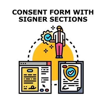 Digital consent form process with online signing Stock Illustration