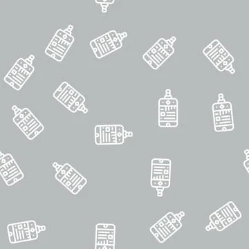 Digital console diver device line vector seamless pattern Stock Illustration