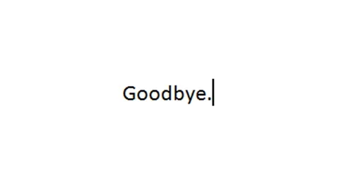 Digital console typing the word 'Goodbye' with cursor in real-time Stock Footage 43930325