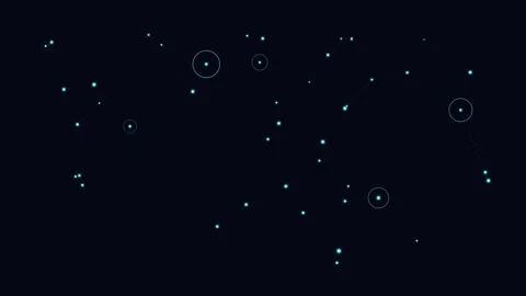 Digital constellations in a dark night sky with glowing blue stars and conn.. Video stock 345546407