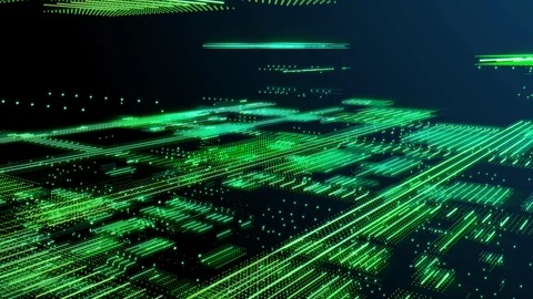 Digital Construction Dot Moving Flow Data Communication Technology Motion. Stock Footage 110620522