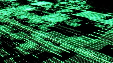 Digital Construction Dot Moving Flow Data Communication Technology Motion. Stock Footage 110627772