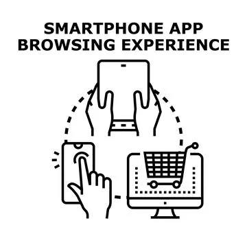 Digital consumer exploring online content on multiple devices Illustrazione stock