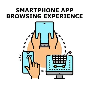 Digital consumer exploring online content on multiple devices Stock Illustration