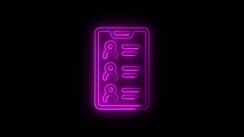 Digital contact list on smartphone screen glowing neon pink animation repre.. Stock Footage 345548190