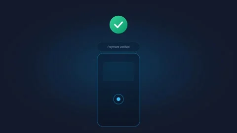Digital contactless mobile payment animation with successful checkmark. 4K Stock Footage 342114600