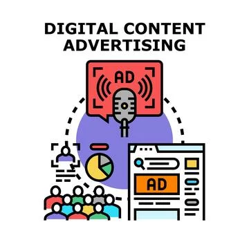 Digital content advertising strategy reaching target audience Stock Illustration