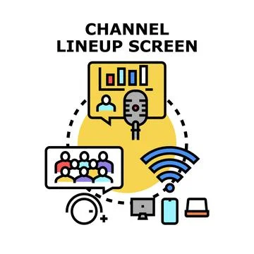 Digital content and broadcast channel lineup concept Stock Illustration
