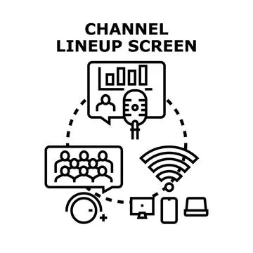 Digital content and broadcast channel lineup concept Ilustración de archivo