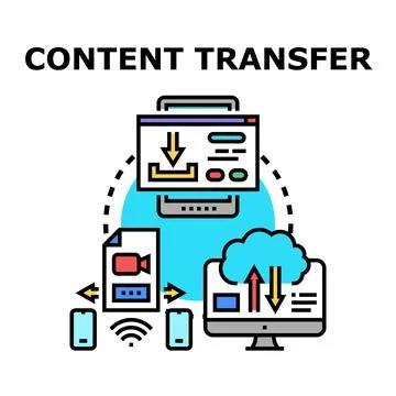 Digital content and data transfer concept managing files Illustrazione stock