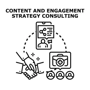 Digital content and engagement strategy consulting concept Stock Illustration