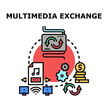 Digital content and media file exchange concept Stock Illustration