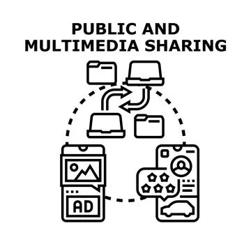 Digital content and multimedia sharing concept vector Stock Illustration