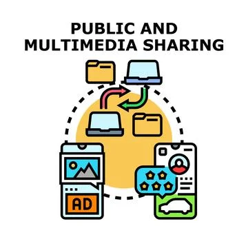 Digital content and multimedia sharing concept vector 스톡 일러스트