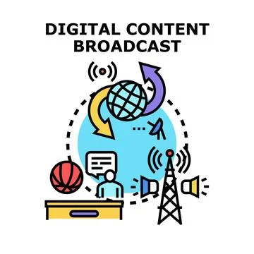 Digital content broadcasting and media distribution concept Stock Illustration