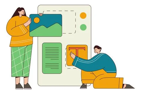 Digital Content Creation and Article Layout Design Illustration イラスト素材