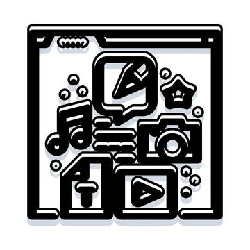 Digital content creation and social media marketing Illustrazione stock