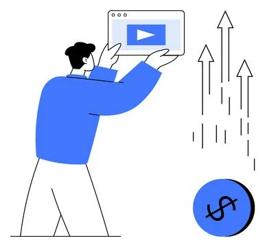 Digital Content Creation for Financial Growth and Success through Online Vi.. Stock Illustration