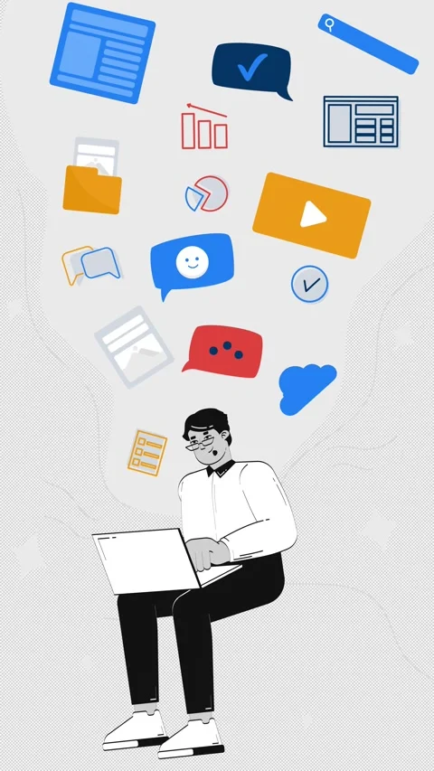 Digital content creation productivity 2D vertical animation Stock Footage 311857087