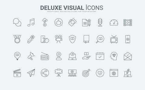 Digital content creation, services for development thin black and red line icons 스톡 일러스트