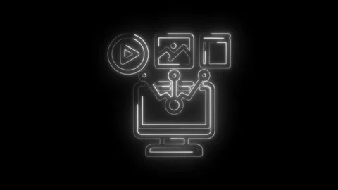 Digital Content Creation Workflow Icon Computer Screen Play Button Image Gallery Stock Footage 333956091