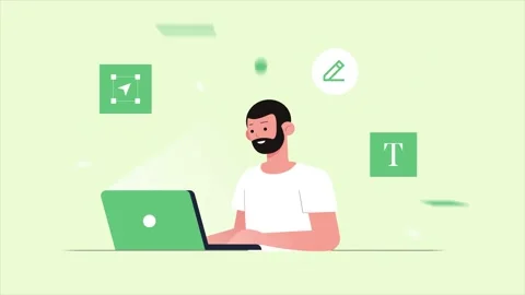 Digital Content Creator and Freelance Writer Illustration Stock Footage 333203119