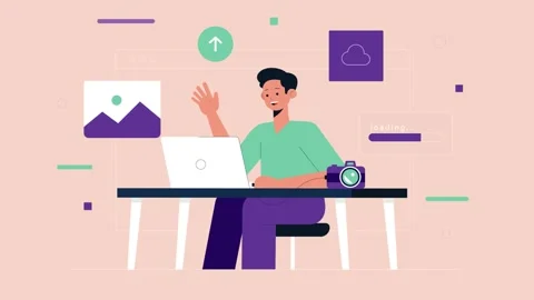 Digital Content Creator and Photographer Professional Illustration Stock Footage 333203131