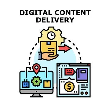Digital content delivery system providing online services Ilustração Stock