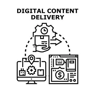 Digital content delivery system providing online services Stock Illustration