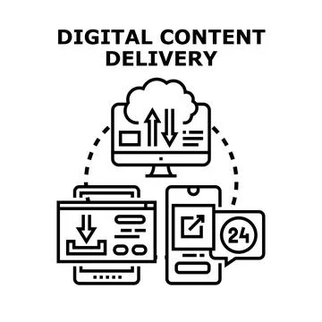 Digital content delivery on various devices Stock Illustration