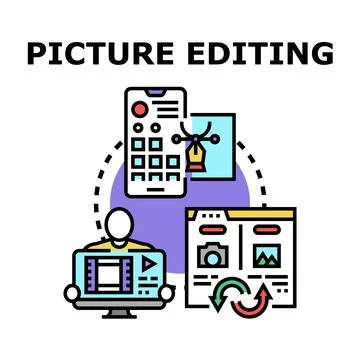 Digital content editing and image processing concept Stock Illustration