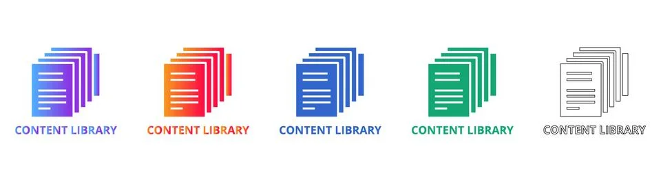 Digital Content Library Document Icons 库存插图