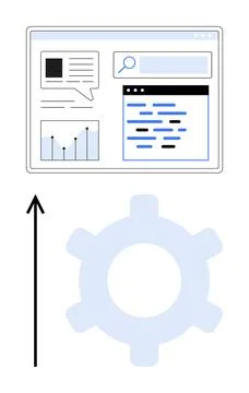 Digital Content Management and Optimization Search, Analysis, and Growth Illustrazione stock