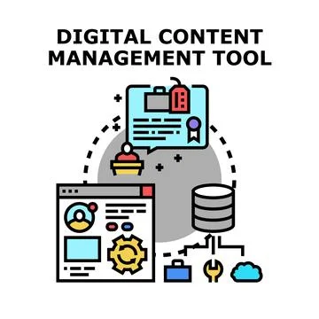 Digital content management platform and tool concept Stock Illustration