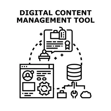 Digital content management platform and tool concept Stock Illustration