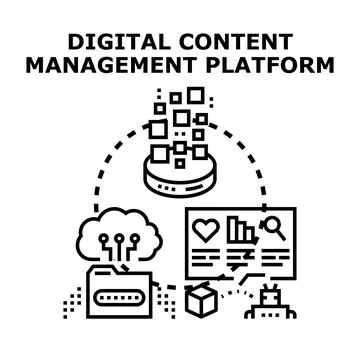 Digital content management platform managing data and information Stock Illustration