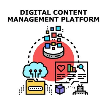 Digital content management platform managing data and information Stock Illustration