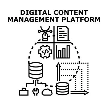 Digital content management platform system planning strategy Stock Illustration