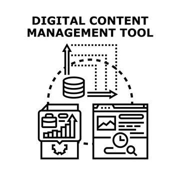Digital content management tool optimizing online content Stock Illustration